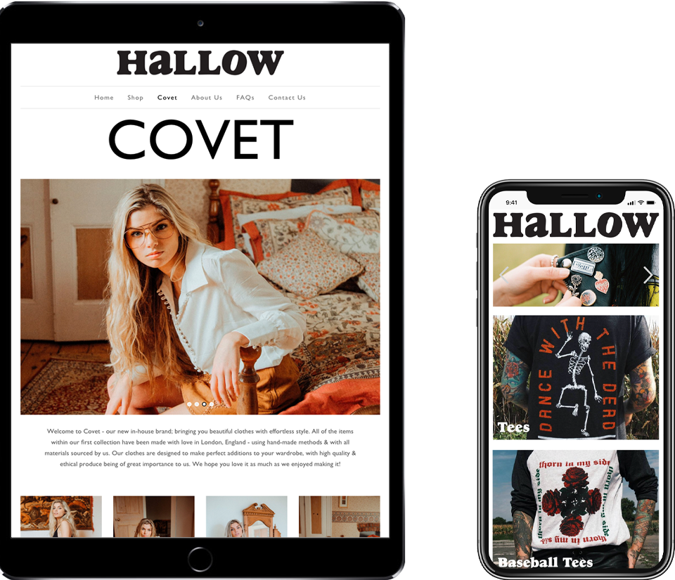 Hallow Collective Website IPad and IPhone