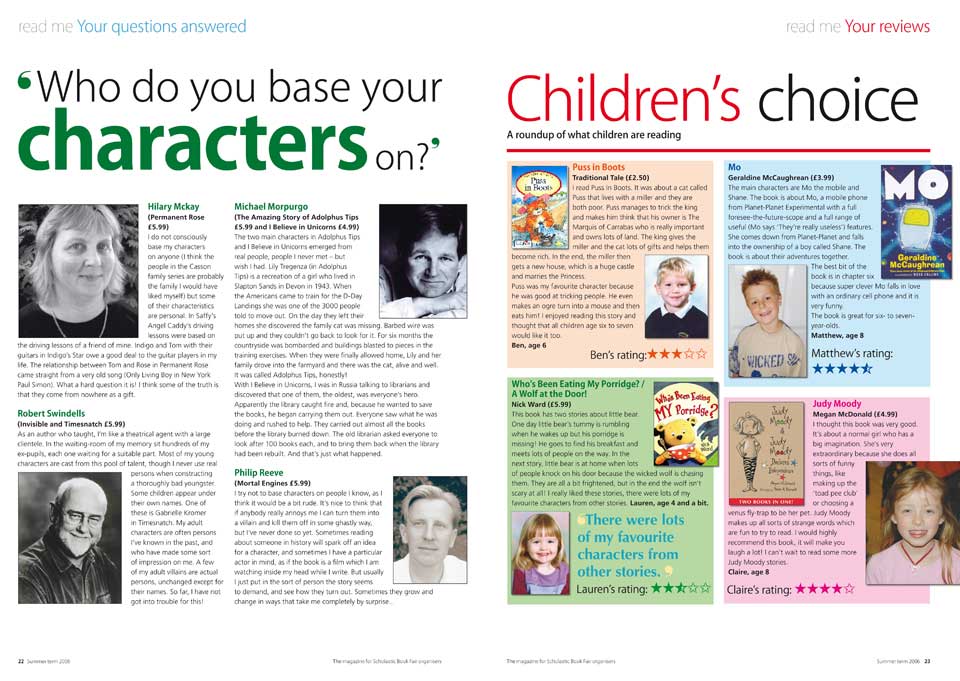 Read Me Magazine Scholastic Characters Children's Choice Spread